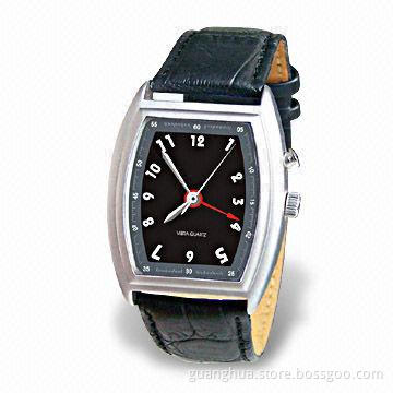 Vibrating watch with leather watchband